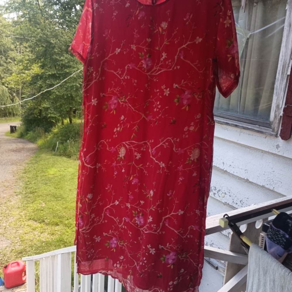 Premier Int'l. Red Floral Sheer Dress